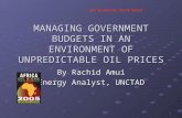 1 MANAGING GOVERNMENT BUDGETS IN AN ENVIRONMENT OF UNPREDICTABLE OIL PRICES By Rachid Amui Energy Analyst, UNCTAD NOT AN OFFICIAL UNCTAD RECORD.