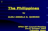 The Philippines by ALELI ANGELA G. QUIRINO APAA 50 th Council Meeting 24-27 October 2004 Fukuoka, Japan 1.