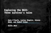 Exploring the NGSS: Three survivor’s tales Gale O’Keefe, Lesley Shapiro, Alyssa Wood, and Rudolf Kraus RISTA 2014.