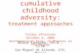 Overcoming cumulative childhood adversity: treatment approaches Friday afternoon October 6, 2006 Northamerican Assn. of Masters in Psychology Bruce Carruth,
