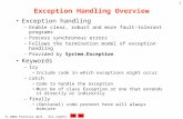 2002 Prentice Hall. All rights reserved. 1 Exception Handling Overview Exception handling –Enable clear, robust and more fault-tolerant programs –Process.