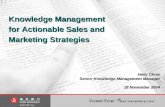 Knowledge Management for Actionable Sales and Marketing Strategies Haily Chow Senior Knowledge Management Manager 18 November 2004.