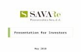 Presentation for Investors May 2010. Agenda 1 1The Sava Re Group as at 30 April 2010 2Results 2009 3Major result drivers in 2009 – Sava Re d.d. 4Equity.