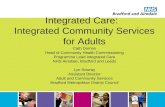 Integrated Care: Integrated Community Services for Adults Cath Doman Head of Community Health Commissioning Programme Lead Integrated Care NHS Airedale,