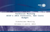 Technical Meeting AESO’s 2015 Forecasts, Own Costs Budget Stakeholder Meeting October 6 and 8, 2014.