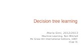 Decision tree learning Maria Simi, 2012/2013 Machine Learning, Tom Mitchell Mc Graw-Hill International Editions, 1997 (Cap 3).