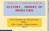 Presentation by Boldizsar Nagy CEU2012CEU2012 INTRODUCTION TO INTERNATIONAL REFUGEE LAW HISTORY, ORDERS OF MAGNITUDE Presented by Boldizsár Nagy, CEU Legal.