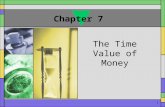 1 Chapter 7 The Time Value of Money. 2 Time Value A. Process of expressing 1. The present value of $1 invested now in future terms. (Compounding) Compounding.