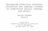 Designing effective national incentive and subsidy schemes in industrial policy (energy and water) Jerson Kelman Brazil Round Table Comparative Analysis.