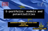 E-portfolio: models and potentialities UNIVERSITA' CATTOLICA DEL SACRO CUORE MILANO 1 October 2005 Maureen Layte, EIfEL.