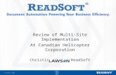ReadSoft 2004 Review of Multi-Site Implementation At Canadian Helicopter Corporation Christine Whyte, ReadSoft.
