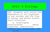 Unit 3 Ecology SB4. Students will assess the dependence of all organisms on one another and the flow of energy and matter within their ecosystem. a. Investigate.