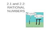 2.1 and 2.2: RATIONAL NUMBERS. Main Idea/Vocabulary rational number terminating decimal repeating decimal bar notation Express rational numbers as decimals.