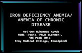 IRON DEFICIENCY ANEMIA/ ANEMIA OF CHRONIC DISEASE Maj Gen Muhammad Ayyub MBBS (Pesh), Ph.D (London), FRC Path (UK), Army Medical College, Rawalpindi.