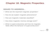 Chapter 18 - 1 ISSUES TO ADDRESS... What are the important magnetic properties ? How do we explain magnetic phenomena? How does magnetic memory storage.