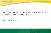 Payroll Operations, Human Resource Services PAYROLL PROCESS CHANGES FOR GRADUATE STUDENT APPOINTMENTS SEPTEMBER 2013.