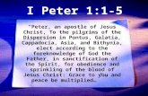 “Peter, an apostle of Jesus Christ, To the pilgrims of the Dispersion in Pontus, Galatia, Cappadocia, Asia, and Bithynia, elect according to the foreknowledge.