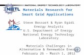 Materials Research for Smart Grid Applications Steve Bossart & Ryan Egidi Energy Analysts U.S. Department of Energy National Energy Technology Laboratory.
