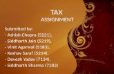 TAX ASSIGNMENT Submitted by: - Ashish Chopra (5221), - Siddharth Jain (5219), - Vinit Agarwal (5183), - Keshav Saraf (5214), - Devesh Yadav (7134), - Siddharth.