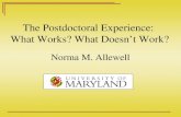 Norma M. Allewell The Postdoctoral Experience: What Works? What Doesn’t Work?