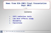 News from ESA-CNES Final Presentation Days 2013 A Masi, News from ESA-CNES Final Presentation Days 2013 News from ESA-CNES Final Presentation Days 2013.