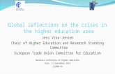 Global reflections on the crises in the higher education area Jens Vraa-Jensen Chair of Higher Education and Research Standing Committee European Trade.