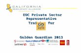 EOC Private Sector Representative EOC Private Sector Representative Training for Golden Guardian 2013 May 15, 2013 Gap Inc. EMS Solutions.