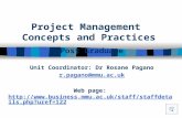 Project Management Concepts and Practices Post Graduate Unit Coordinator: Dr Rosane Pagano r.pagano@mmu.ac.uk Web page: .