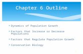 1  Dynamics of Population Growth  Factors that Increase or Decrease Populations  Factors that Regulate Population Growth  Conservation Biology Chapter.