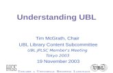 Understanding UBL Tim McGrath, Chair UBL Library Content Subcommittee UBL JPLSC Member's Meeting Tokyo 2003 19 November 2003.