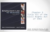 Chapter 3 Title VII of the Civil Rights Act of 1964 Copyright 2015 McGraw-Hill Education. All rights reserved. No reproduction or distribution without.