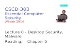 CSCD 303 Essential Computer Security Winter 2014 Lecture 8 - Desktop Security,Malware Reading: Chapter 5 Hacker.