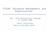1 IT420: Database Management and Organization SQL - Data Manipulation Language 27 January 2006 Adina Crăiniceanu adina.