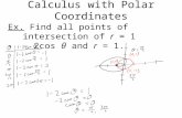 Calculus with Polar Coordinates Ex. Find all points of intersection of r = 1 – 2cos θ and r = 1.