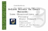 Online Access to Court Records: Some Observations on Privacy Blair Stewart Assistant Commissioner Office of the Privacy Commissioner Contribution to The.