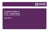 A quick guide to CQC registration May 2012. Key concepts This quick overview of key concepts will help you decide what registration means for you:  What.