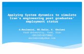 Applying System dynamics to simulate Iran’s engineering post graduates’ employment status A.Moslemini, MS.Owlia, K. Gholami Yazd University, Yazd, Iran.