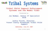 Tribal Systems Update 1 Tribal Child Support Enforcement Systems and the Model TCSES Presented by: Joe Bodmer, Senior IT Specialist OCSE Jackie Pische,