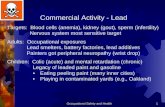 Occupational Safety and Health1 Commercial Activity - Lead Targets: Blood cells (anemia), kidney (gout), sperm (infertility) Nervous system most sensitive.