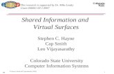9/03 1 © Hayne, Smith and Vijayasarathy (2005) Shared Information and Virtual Surfaces Stephen C. Hayne Cap Smith Leo Vijayasarathy Colorado State University.