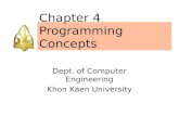 Chapter 4 Programming Concepts Dept. of Computer Engineering Khon Kaen University.