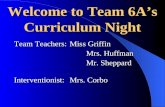Welcome to Team 6A’s Curriculum Night Team Teachers:Miss Griffin Mrs. Huffman Mr. Sheppard Interventionist: Mrs. Corbo.