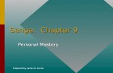 Senge: Chapter 9 Personal Mastery. Prepared by James R. Burns PERSONAL MASTERY: Introduction The Spirit of the Learning OrganizationThe Spirit of the.