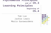 Psychomotor Principles end of Ch.3 Learning Principles beginning of Ch.4 Tom Luo Jackie Lewis Mario Gunawardena.