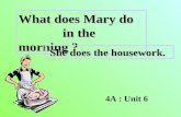 4A : Unit 6 What does Mary do in the morning ? She does the housework.