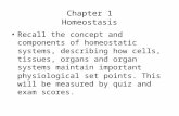 Chapter 1 Homeostasis Recall the concept and components of homeostatic systems, describing how cells, tissues, organs and organ systems maintain important.