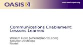 Communications Enablement: Lessons Learned William Hern (whern@nortel.com) Solution Architect Nortel .