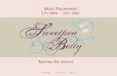Work Placement 17 th Nov – 12 th Dec ST20043634 Laura Martin Textiles Textiles BA (Hons)
