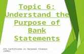Topic 6: Understand the Purpose of Bank Statements ifs Certificate in Personal Finance (CPF5)