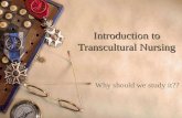 Introduction to Transcultural Nursing Why should we study it??